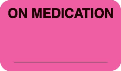 Medical Arts Press® Diet and Medical Alert Medical Labels, On Medication, Fluorescent Pink, 7/8x1-1/