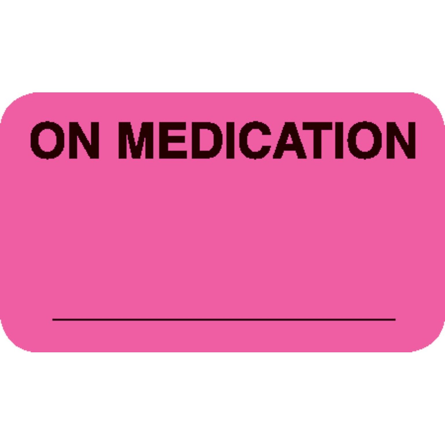 Diet and Medical Alert Medical Labels, On Medication, Fluorescent Pink, 7/8x1-1/2, 500 Labels