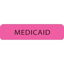 Insurance Chart File Medical Labels, Medicaid, Fluorescent Pink, 5/16x1-1/4, 500 Labels