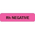 Chart Alert Medical Labels, Rh Negative, Fluorescent Pink, 5/16x1-1/4, 500 Labels