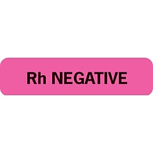 Medical Arts Press® Chart Alert Medical Labels, Rh Negative, Fluorescent Pink, 5/16x1-1/4, 500 Labe