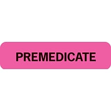 Chart Alert Medical Labels, Premedicate, Fluorescent Pink, 5/16x1-1/4, 500 Labels