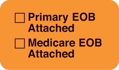 Insurance Carrier Collection Labels, EOB Attached, Fluorescent Orange, 7/8x1-1/2, 500 Labels