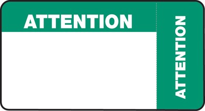 Wrap-Around Medical Labels, Attention, Blue and Green, 1-3/4x3-1/4, 500 Labels
