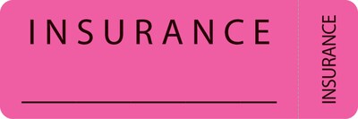 File Folder Insurance Labels, Insurance, Fluorescent Pink, 1x3, 500 Labels