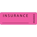 File Folder Insurance Labels, Insurance, Fluorescent Pink, 1x3, 500 Labels
