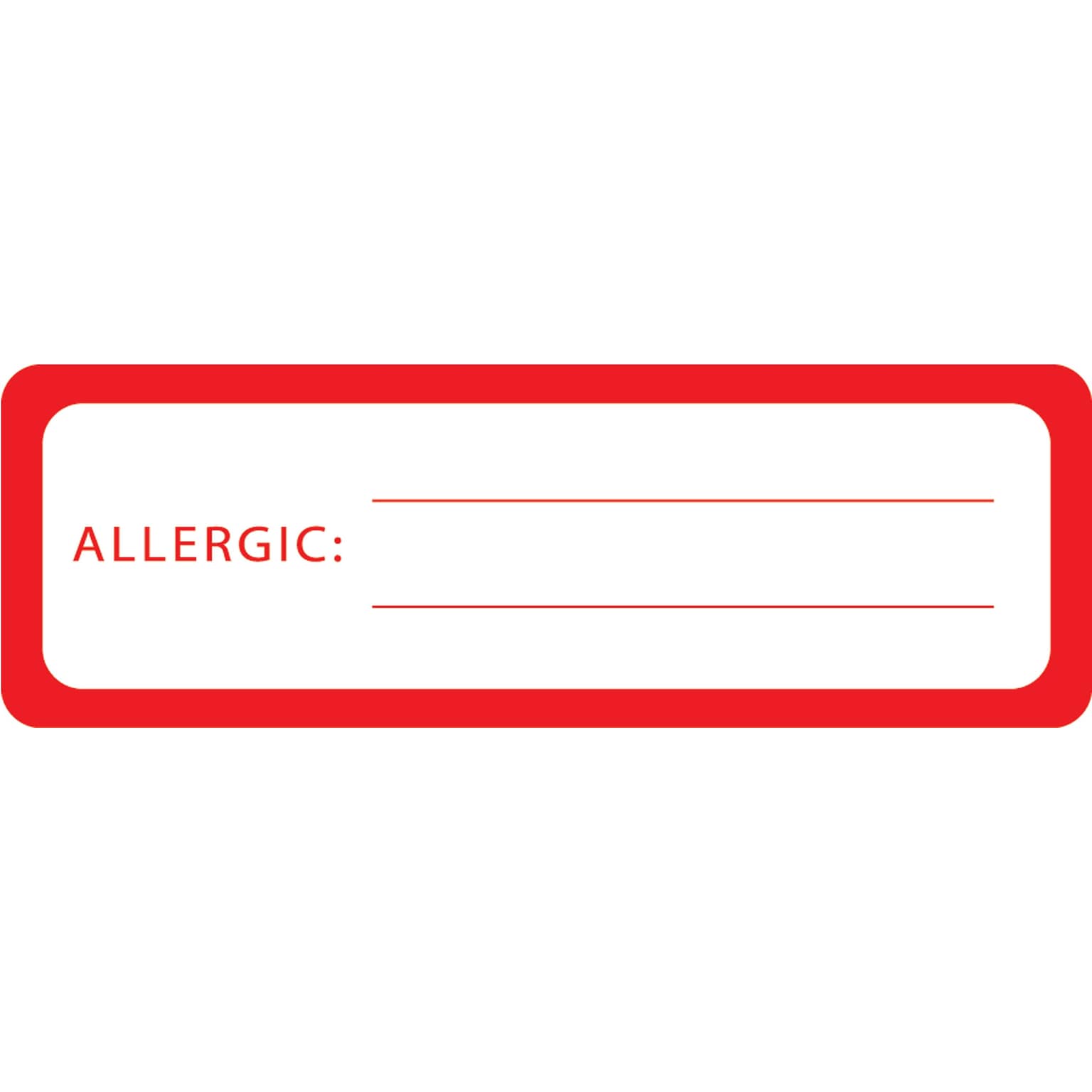 Allergy Warning Medical Labels, Allergic:, Red and White, 1x3, 500 Labels