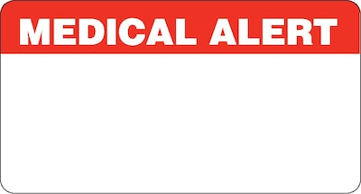 Medical Arts Press® Chart Alert Medical Labels, Medical Alert, Red and White, 1-3/4x3-1/4, 500 Labe