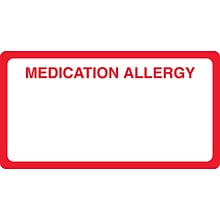 Medical Arts Press® Allergy Warning Medical Labels, Medication Allergy, Red and White, 1-3/4x3-1/4,