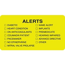 Medical Arts Press® Chart Alert Medical Labels, Alerts, Chartreuse, 1-3/4x3-1/4, 500 Labels