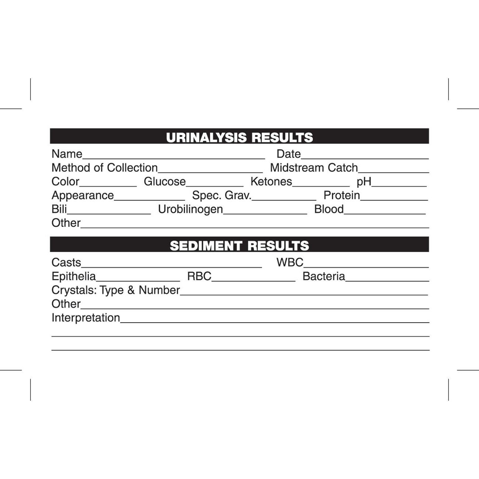 Medical Laboratory Labels, Urinalysis Results, White, 2-1/2x4, 100 Labels
