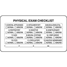 Veterinary Examination Labels, Physical Exam Checklist, White, 1.75 x 3.25 inch, 500 Labels