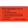 Medical Arts Press® Patient Insurance Labels, Patient Responsibility, Fluorescent Red, 1-3/4x3-1/4,