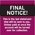 Medical Arts Press® Past Due Collection Labels, Final Notice!....Last Statement, Red, 1-1/2x1-1/2,