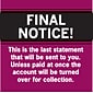 Medical Arts Press® Past Due Collection Labels, Final Notice!....Last Statement, Red, 1-1/2x1-1/2,