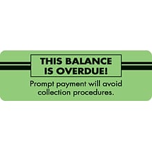 Medical Arts Press® Past Due Collection Labels, This Balance Is Overdue!, Fluorescent Green, 1x3, 5