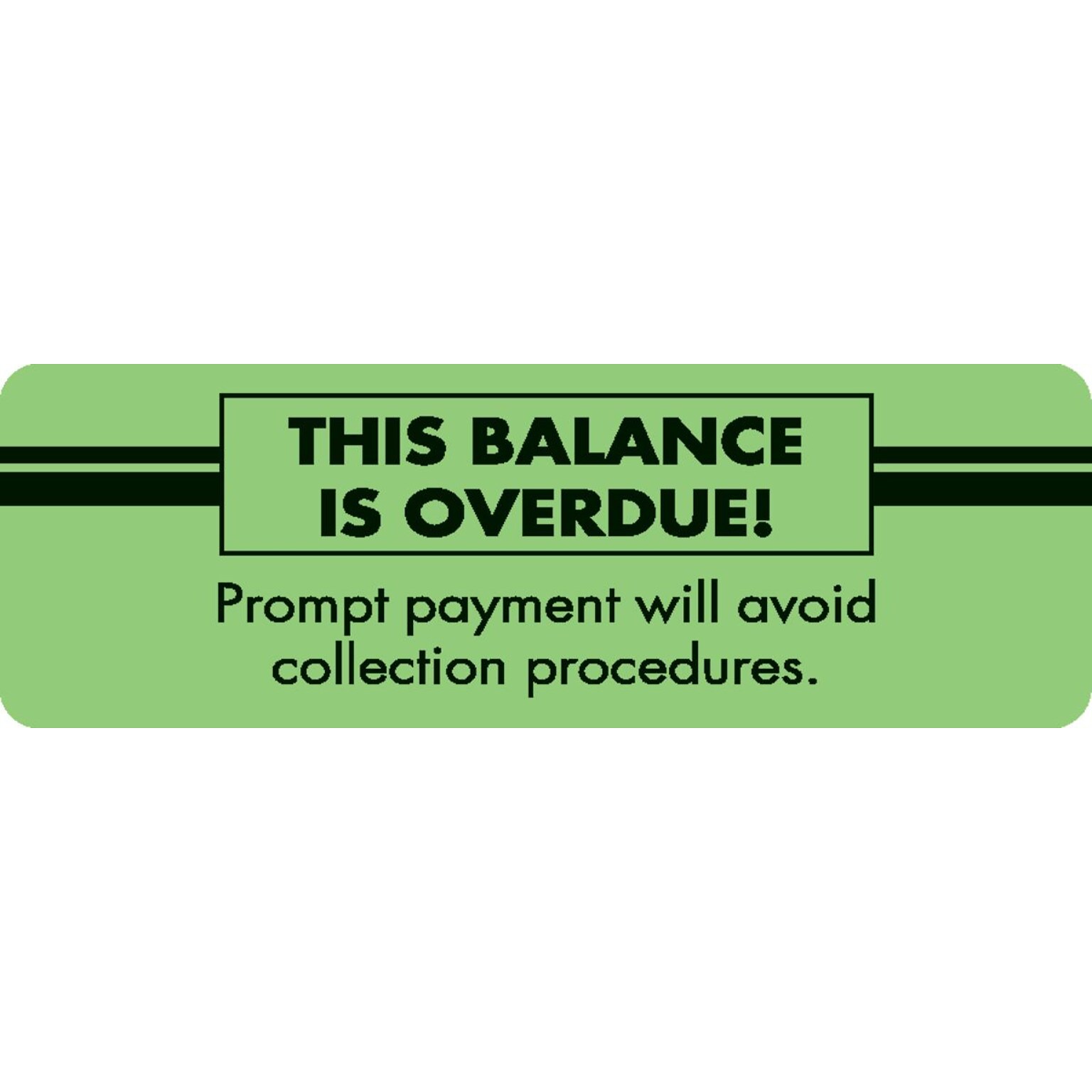 Past Due Collection Labels, This Balance Is Overdue!, Fluorescent Green, 1x3, 500 Labels