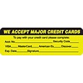 Reminder & Thank You Collection Labels, We Accept Major CCs, Fl Chartreuse, 1x3, 500 Labels