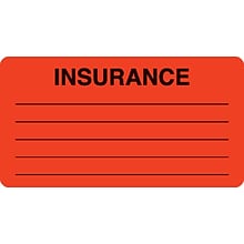 Medical Arts Press® Insurance Chart File Medical Labels, Insurance, Fluorescent Red, 1-3/4x3-1/4, 5