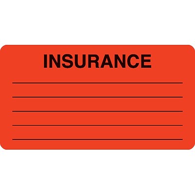 Medical Arts Press® Insurance Chart File Medical Labels, Insurance, Fluorescent Red, 1-3/4x3-1/4, 500 Labels