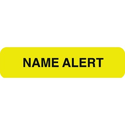 Chart Alert Medical Labels, Name Alert, Fluorescent Chartreuse, 5/16x1-1/4, 500 Labels