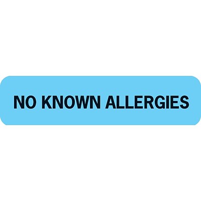 Medical Arts Press® Allergy Warning Medical Labels, No Known Allergies, Light Blue, 5/16x1-1/4, 500 Labels