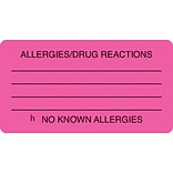Medical Arts Press® Allergy Warning Medical Labels, Allergies/Drug Reactions, Fluorescent Pink, 1-3/