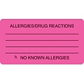 Medical Arts Press® Allergy Warning Medical Labels, Allergies/Drug Reactions, Fluorescent Pink, 1-3/