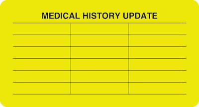 Medical Arts Press® Chart Alert Medical Labels, Medical History Update, Fluorescent Chartreuse, 1-3/