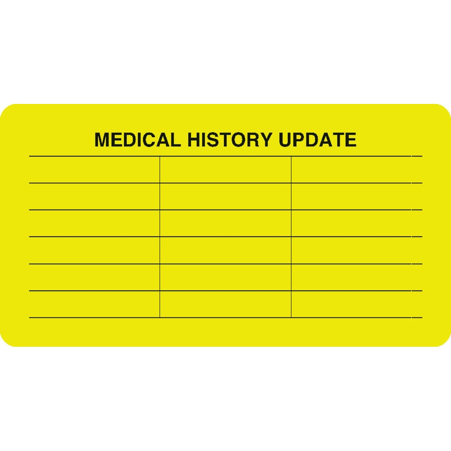 Medical Arts Press® Chart Alert Medical Labels, Medical History Update, Fluorescent Chartreuse, 1-3/4x3-1/4, 500 Labels