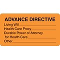Medical Arts Press® Chart Alert Medical Labels, Advance Directive, Fluorescent Orange, 1-3/4x3-1/4, 500 Labels