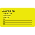 Medical Arts Press® Allergy Warning Medical Labels, Allergic To:, Fluorescent Chartreuse, 1-3/4x3-1/4, 500 Labels