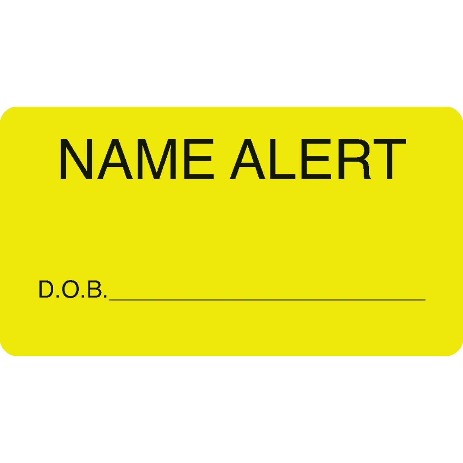 Chart Alert Medical Labels, Name Alert, Fluorescent Chartreuse, 1-3/4x3-1/4, 500 Labels