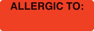 Medical Arts Press® Allergy Warning Medical Labels, Allergic To:, Fluorescent Red, 1x3, 500 Labels