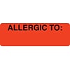 Medical Arts Press® Allergy Warning Medical Labels, Allergic To:, Fluorescent Red, 1x3, 500 Labels