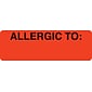 Medical Arts Press® Allergy Warning Medical Labels, Allergic To:, Fluorescent Red, 1x3", 500 Labels