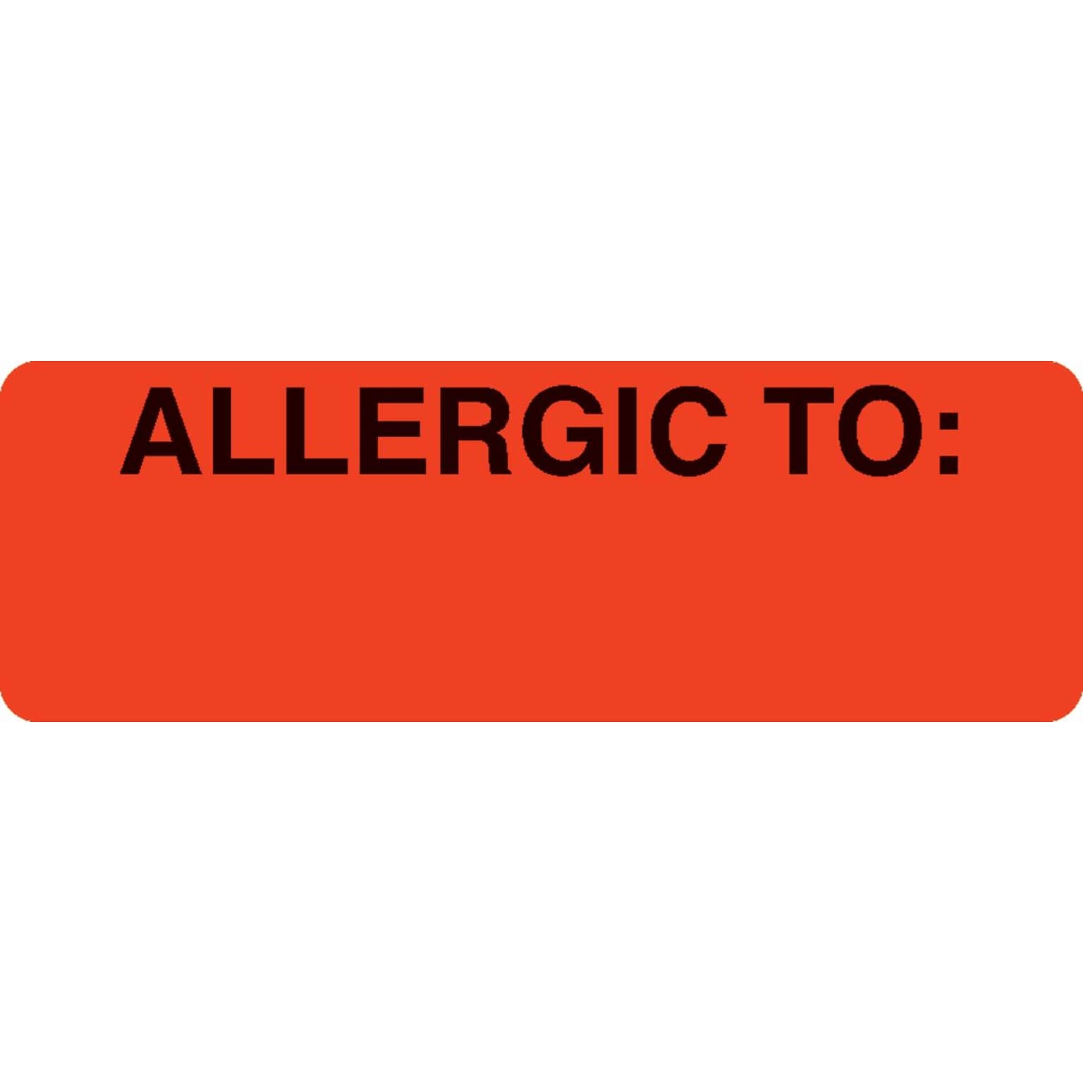 Medical Arts Press® Allergy Warning Medical Labels, Allergic To:, Fluorescent Red, 1x3, 500 Labels