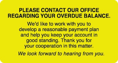 Medical Arts Press® Past Due Collection Labels, Please contact our Office, Fl Chartreuse, 1-3/4x3-1/
