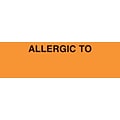 Medical Arts Press® Allergy Warning Medical Labels, Allergic To:, Fluorescent Orange, 3/4x2-1/2, 30