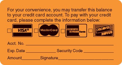 Medical Arts Press® Reminder & Thank You Collection Labels, Transfer Balance, Fl Orange, 1-3/4x3-1/4, 250 Labels