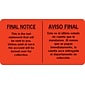 English/Spanish Collection Pre-Printed Labels, Final Notice, 1.75 x 3.25 inch, 500 Labels