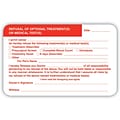 Veterinary Consent/Release Medical Labels, Refusal of Test, White, 2.5 x 4 inch, 100 Labels