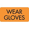 IV/Medication Labels, Wear Gloves, Orange, 1.5 x 0.875 inch, 500 Labels