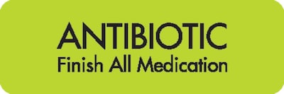 Medication Instruction Labels, Antibiotic, Chartreuse, 1.5 x 0.5 inch, 500 Labels