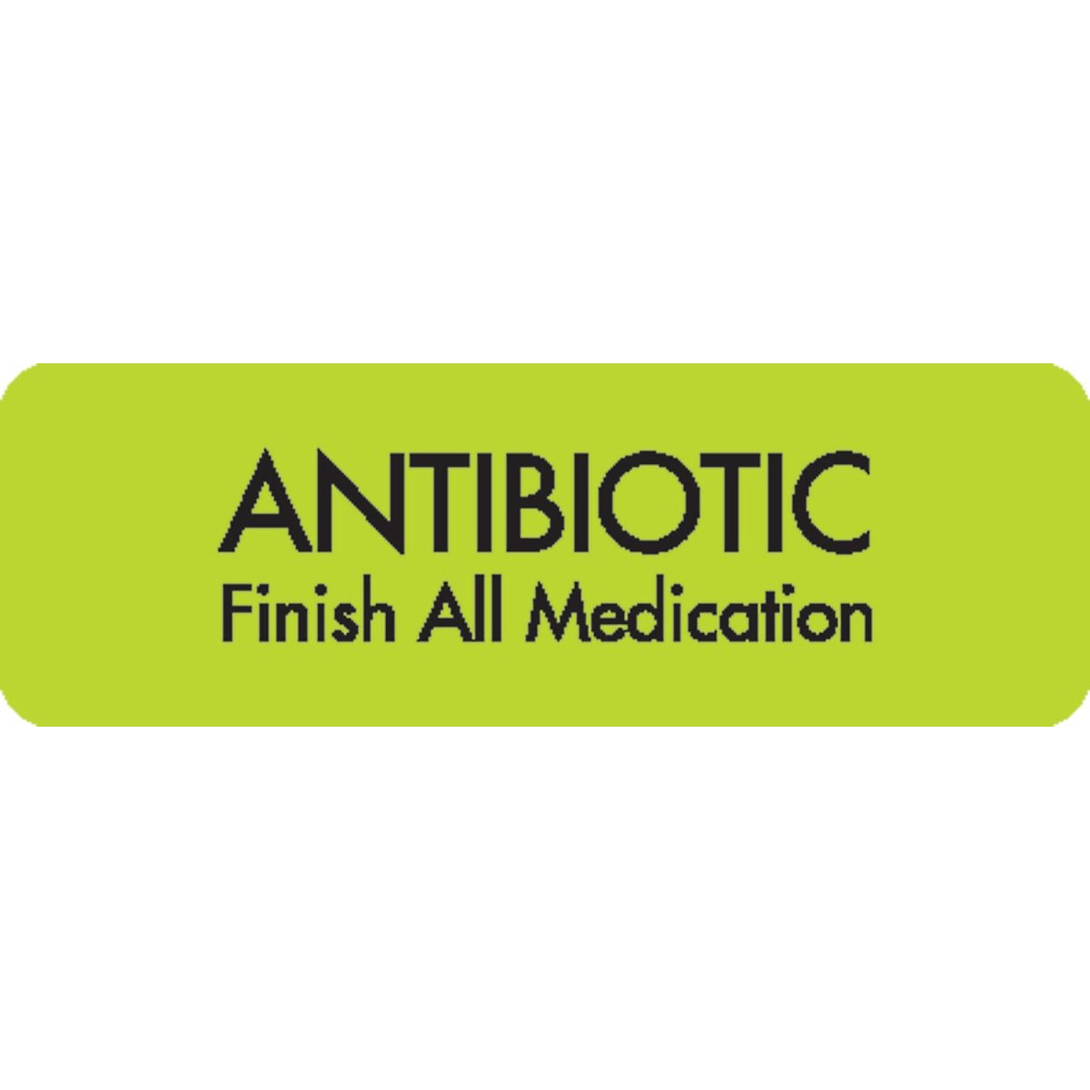 Medication Instruction Labels, Antibiotic, Chartreuse, 1.5 x 0.5 inch, 500 Labels