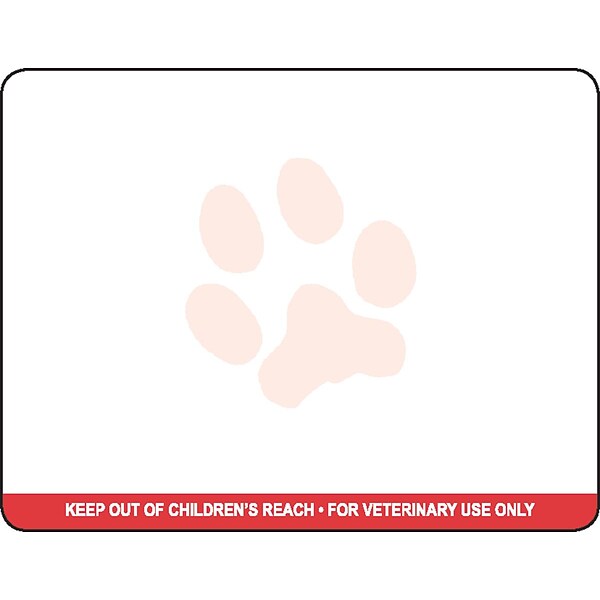 Veterinary Thermal Prescription Labels, Dymo Compatible, Red Warning Bar & Logo, 2.75 x 2.125 inch
