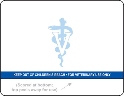 Veterinary Thermal Prescription Labels, Blue Bar Warning Scored w/R x Panto Logo, 2.75 x 2.125 inch, 500