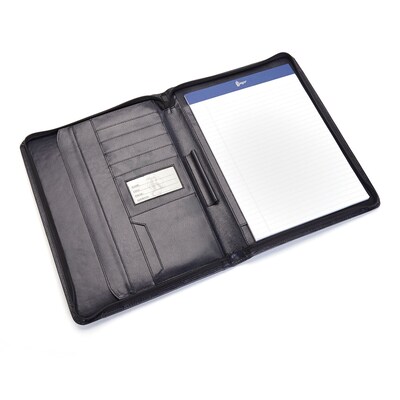 Royce Leather Blue Leather Zippered Writing Document Organizer (756-BLUE-9)
