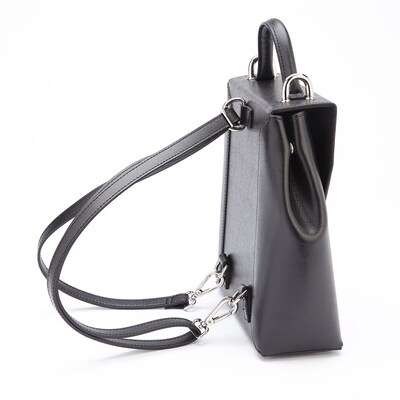 Royce Leather Black Leather GPS Tracking RFID Blocking Convertible Backpack Handbag (RFTR-233-BLK-2)