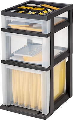 Iris® Rolling Cart with Plastic Organizer Top; 3-Drawer